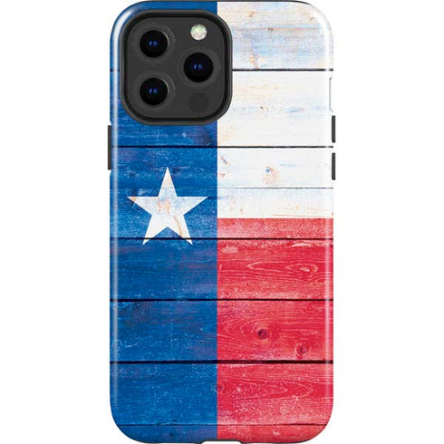 Texas Flag Light Wood iPhone 14 Pro Max Impact Case