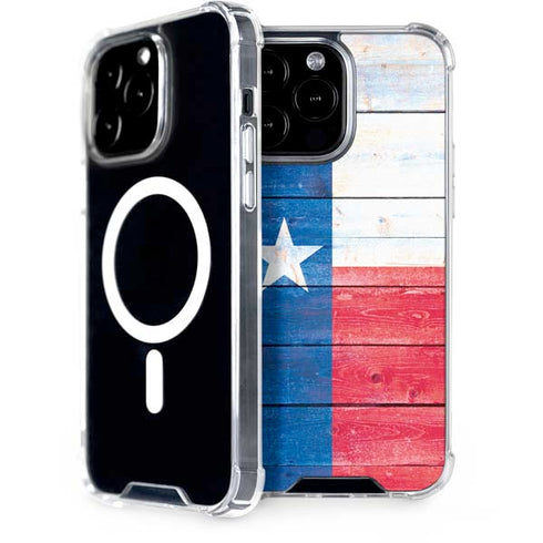 Texas Flag Light Wood iPhone 14 Pro Max MagSafe Case