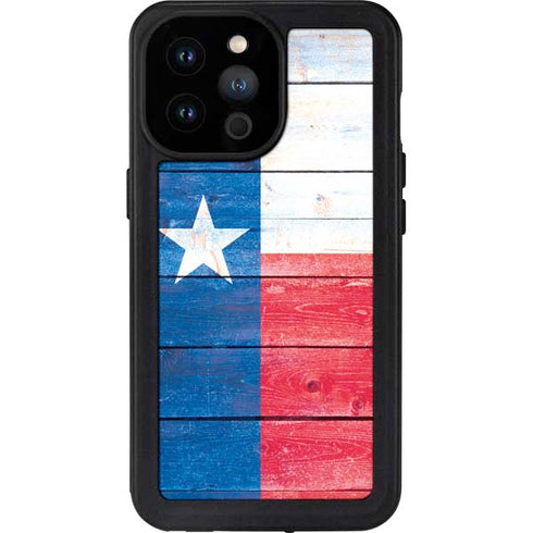 Texas Flag Light Wood iPhone 14 Pro Max Waterproof Case