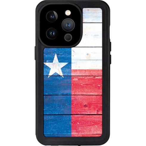 Texas Flag Light Wood iPhone 14 Pro Waterproof Case