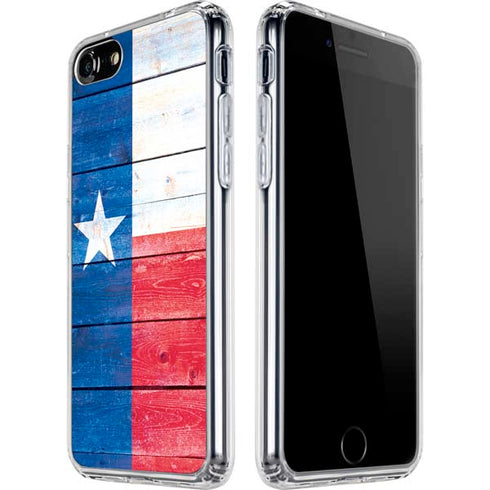 Texas Flag Light Wood iPhone SE (2nd & 3rd Gen) Clear Case