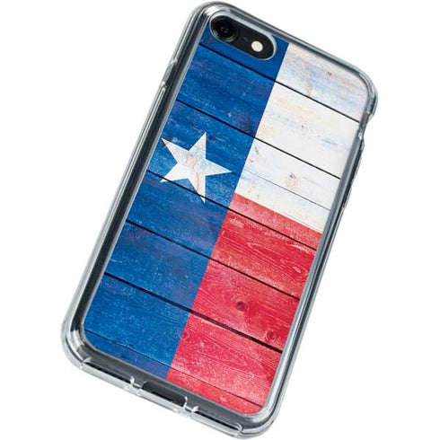 Texas Flag Light Wood iPhone SE (2nd & 3rd Gen) Clear Case