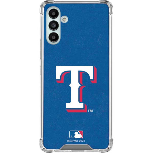 MLB Texas Rangers - Solid Distressed Galaxy A13 5G Clear Case