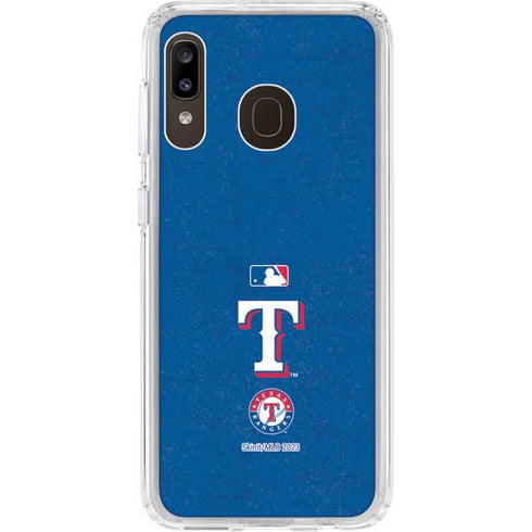MLB Texas Rangers - Solid Distressed Galaxy A20 Clear Case