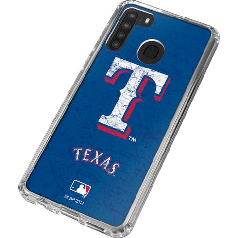 MLB Texas Rangers - Solid Distressed Galaxy A21 Clear Case