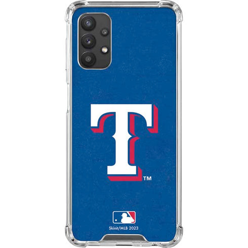MLB Texas Rangers - Solid Distressed Galaxy A32 5G Clear Case