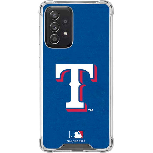 MLB Texas Rangers - Solid Distressed Galaxy A52 5G Clear Case