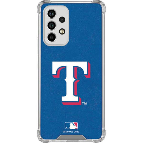 MLB Texas Rangers - Solid Distressed Galaxy A53 5G Clear Case