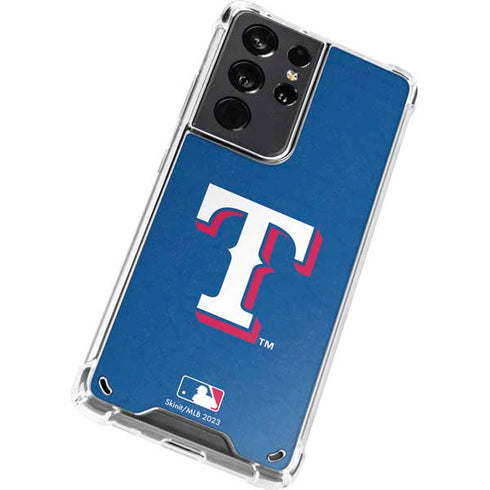 MLB Texas Rangers - Solid Distressed Galaxy S21 Ultra 5G Clear Case