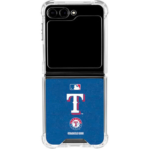 MLB Texas Rangers - Solid Distressed Galaxy Z Flip5 5G Clear Case
