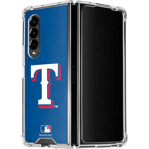 MLB Texas Rangers - Solid Distressed Galaxy Z Fold4 5G Clear Case