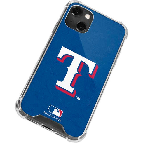 MLB Texas Rangers - Solid Distressed iPhone 14 Plus Clear Case
