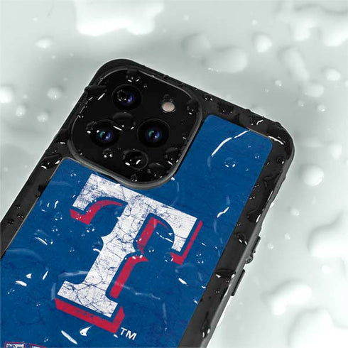 MLB Texas Rangers - Solid Distressed iPhone 14 Pro Max Waterproof Case