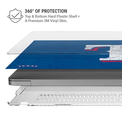 MLB Texas Rangers - Solid Distressed MacBook Pro 16in (2021-25) Case plus Skin