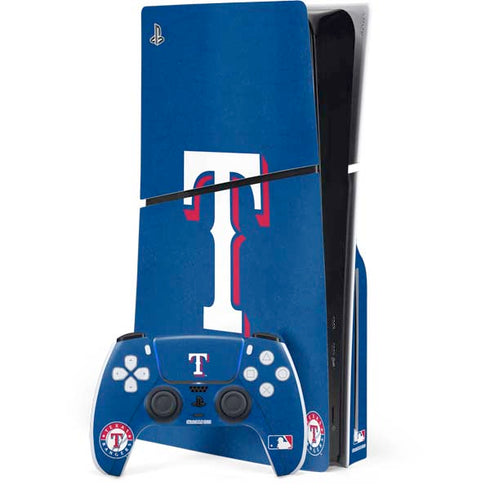 MLB Texas Rangers - Solid Distressed PS5 Slim Disk Bundle Skin