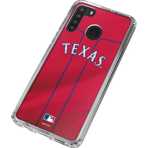 MLB Texas Rangers Alternate/Away Jersey Galaxy A21 Clear Case
