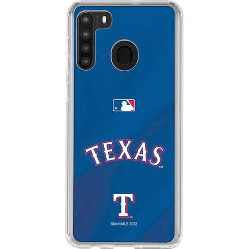 MLB Texas Rangers Alternate/Away Jersey Galaxy A21 Clear Case