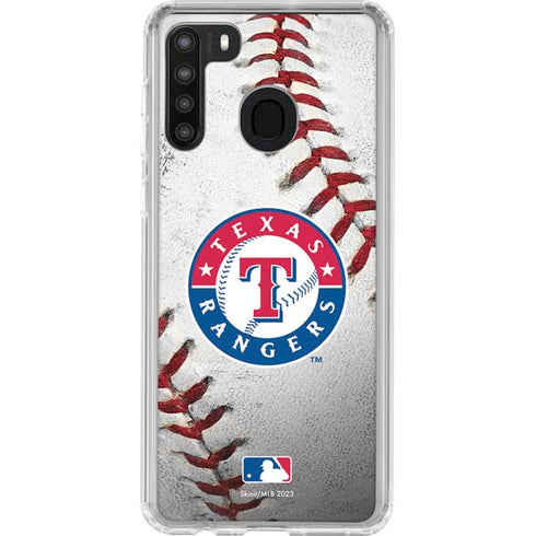 MLB Texas Rangers Game Ball Galaxy A21 Clear Case