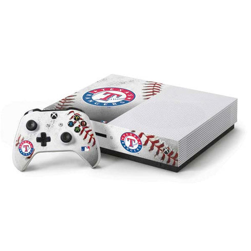 MLB Texas Rangers Game Ball Xbox One S Console and Controller Bundle Skin