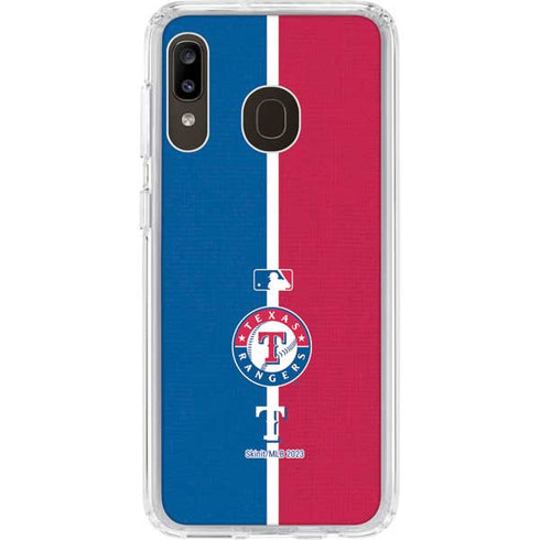 MLB Texas Rangers Split Galaxy A20 Clear Case