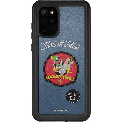 Looney Tunes Thats All Folks Patch Galaxy S20 Plus Waterproof Case