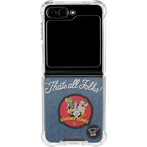 Looney Tunes Thats All Folks Patch Galaxy Z Flip5 5G Clear Case