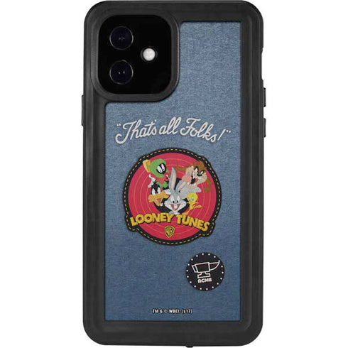 Looney Tunes Thats All Folks Patch iPhone 12 Waterproof Case