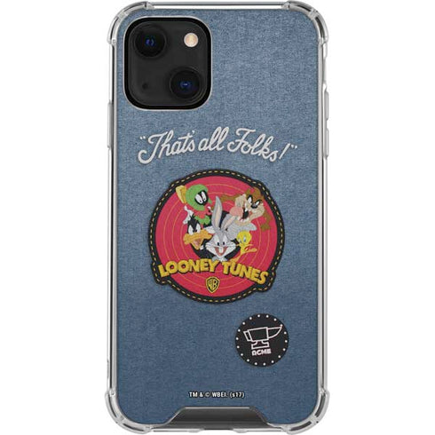 Looney Tunes Thats All Folks Patch iPhone 14 Plus Clear Case