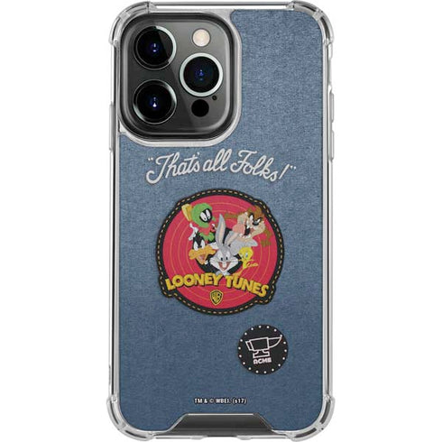 Looney Tunes Thats All Folks Patch iPhone 14 Pro Clear Case