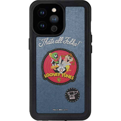 Looney Tunes Thats All Folks Patch iPhone 14 Pro Max Waterproof Case