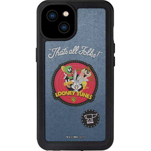 Looney Tunes Thats All Folks Patch iPhone 15 Plus Waterproof Case