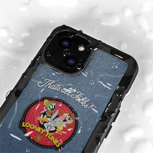 Looney Tunes Thats All Folks Patch iPhone 15 Plus Waterproof Case