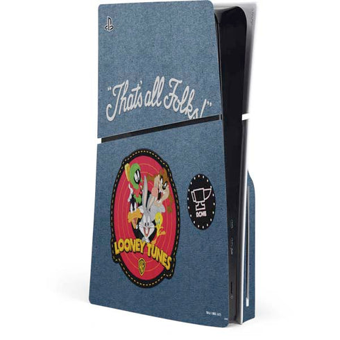 Looney Tunes Thats All Folks Patch PS5 Slim Disk Console Skin