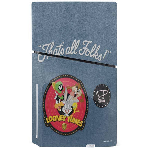 Looney Tunes Thats All Folks Patch PS5 Slim Disk Console Skin