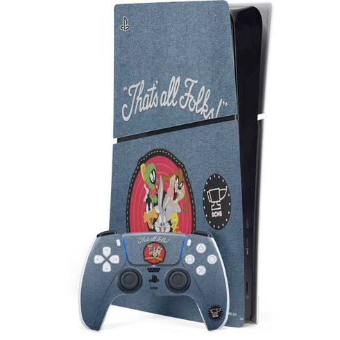 Looney Tunes Thats All Folks Patch PS5 Slim Digital Edition Bundle Skin