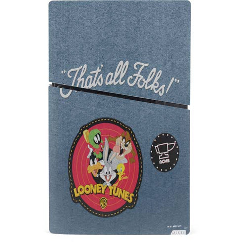 Looney Tunes Thats All Folks Patch PS5 Slim Digital Edition Bundle Skin