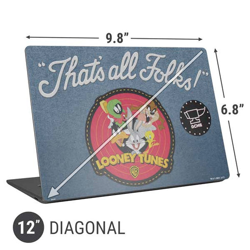 Looney Tunes Thats All Folks Patch Universal Laptop 12in (9.8 x 6.8in) Skin