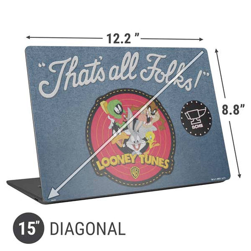 Looney Tunes Thats All Folks Patch Universal Laptop 15in (12.2 x 8.8in) Skin