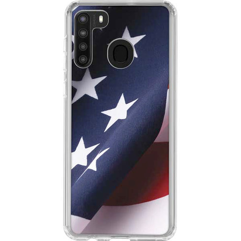 The American Flag Galaxy A21 Clear Case