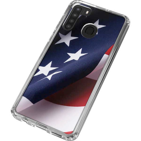 The American Flag Galaxy A21 Clear Case