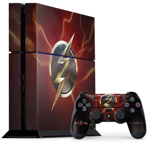 DC Comics The Flash Movie: Logo Poster PS4 Console and Controller Bundle Skin
