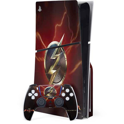 DC Comics The Flash Movie: Logo Poster PS5 Slim Disk Bundle Skin