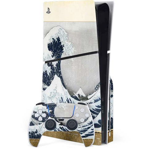 The Great Wave off Kanagawa by Hokusai PS5 Slim Disk Bundle Skin