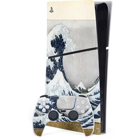 The Great Wave off Kanagawa by Hokusai PS5 Slim Digital Edition Bundle Skin