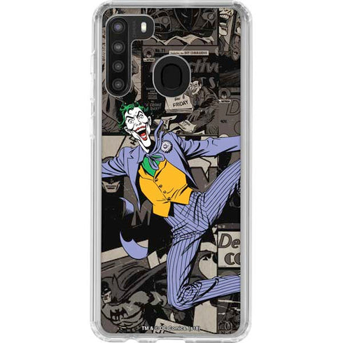 DC Comics The Joker Vintage Action pose pattern Galaxy A21 Clear Case