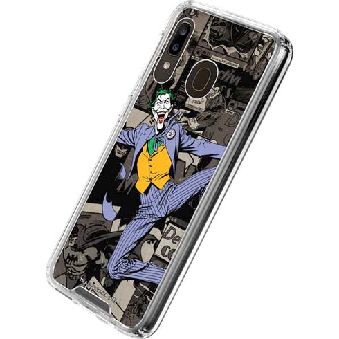 DC Comics The Joker Vintage Action pose pattern Galaxy A30 Clear Case