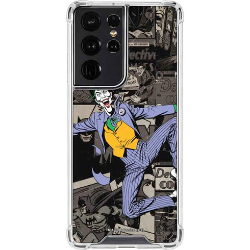 DC Comics The Joker Vintage Action pose pattern Galaxy S21 Ultra 5G Clear Case