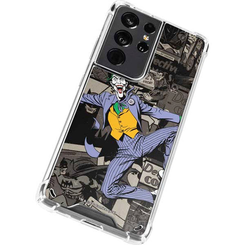 DC Comics The Joker Vintage Action pose pattern Galaxy S21 Ultra 5G Clear Case