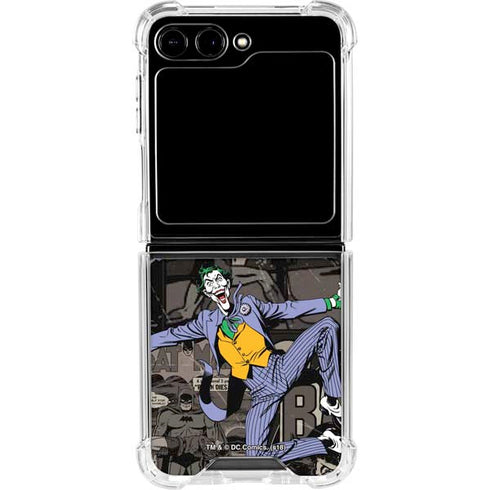 DC Comics The Joker Vintage Action pose pattern Galaxy Z Flip5 5G Clear Case