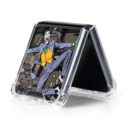 DC Comics The Joker Vintage Action pose pattern Galaxy Z Flip5 5G Clear Case